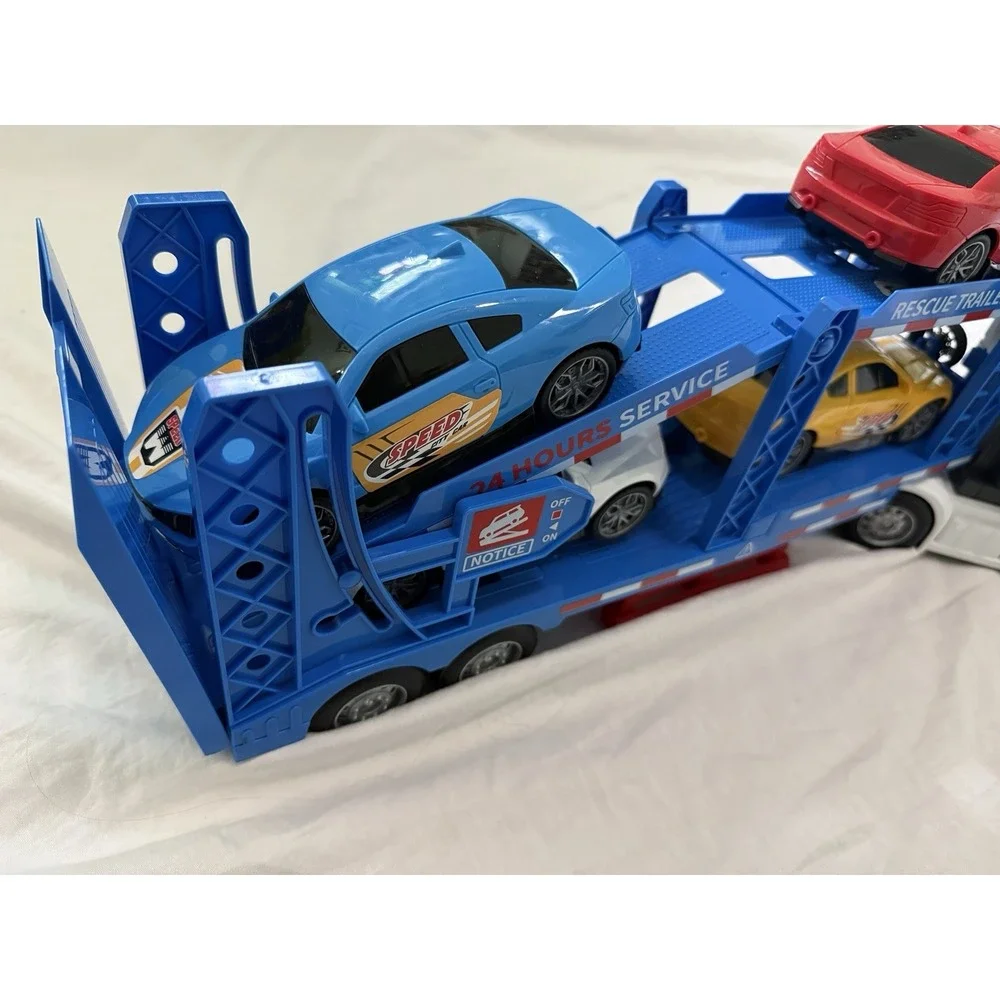 Semi Truck Toy for Boy Ages 3 4 5 6, Adjustable Double Decker Carrier Truck Used